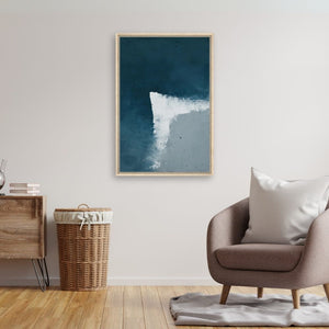 Cliffside Blue Leinwandbild - Abstraktes Leinwandbild - Blau, Beige, Weiß - 30x40cm, 45x60cm, 60x90cm