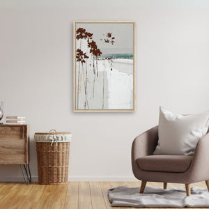 Palm Coast Leinwandbild - Abstraktes Leinwandbild - Beige, Weiß, Grün - 30x40cm, 45x60cm, 60x90cm