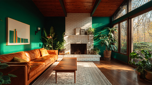 Abstraktes Leinwandbild in modernem Wohnzimmer