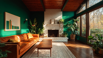 Abstraktes Leinwandbild in modernem Wohnzimmer